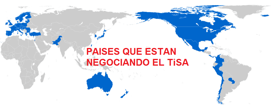 Países que están negociando del Tratado de Servicios TiSA 